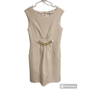 Sandra Darren Womens Size 12 Ivory Dress Fitted Chic Classic